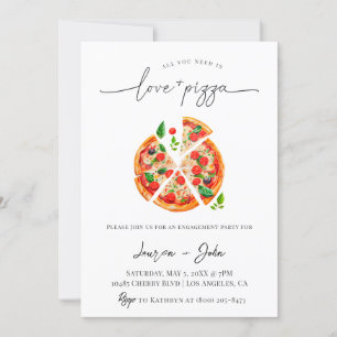 Convites Festa de noivado de Amor e Pizza