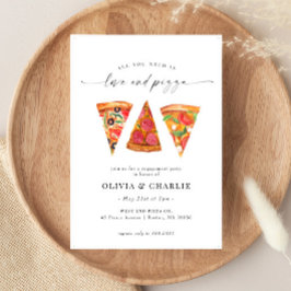 Convites Festa de noivado de Amor e Pizza