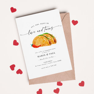 Convites Festa de noivado de Amor e Tacos