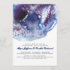 Convites Festa de noivado de Aquarela Moderna do Indigo Azu