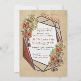 Convites Festa de noivado de Arte de Textura de Couro e Sue