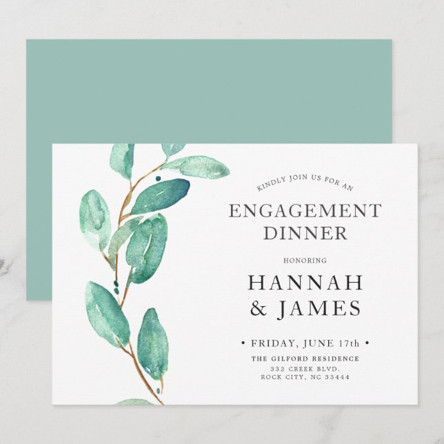 Convites Festa de noivado de Bayou Botanicals (Frente/Verso)