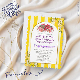 Convites Festa de noivado de Bloqueios Florais Dourados Ama