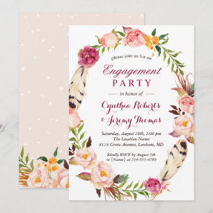 Convites Festa de noivado de Boho Floral Boho Chic Boho