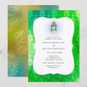 Convites Festa de noivado de Bollywood Gold Foil Arabe