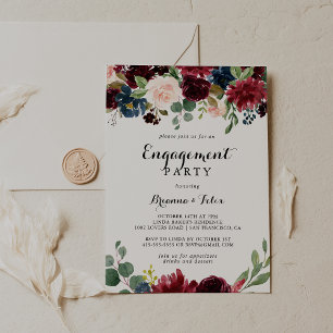 Convites Festa de noivado de Caligrafia Moderna do outono