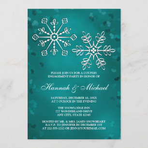 CONVITES FESTA DE NOIVADO DE CASAIS TEAL SNOWFLAKE
