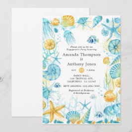 Convites Festa de noivado de Casamento da Vida do Mar Azul 