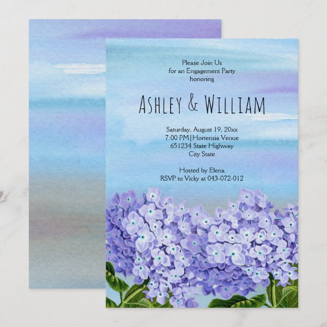 Convites Festa de noivado de casamento de cor aquática de h (Frente/Verso)