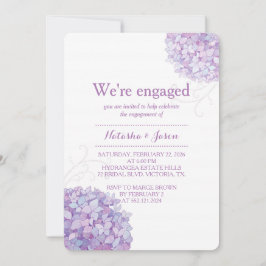 Convites Festa de noivado de Casamento de Hydrangeas Roxas