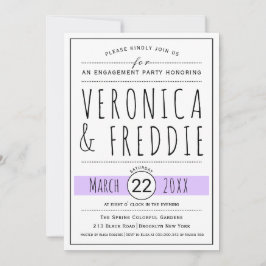 Convites Festa de noivado de casamento de lavanda tipográfi