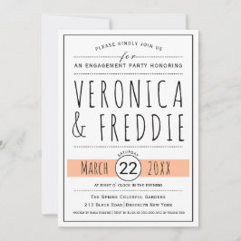 Convites Festa de noivado de casamento de pêssego da tipogr