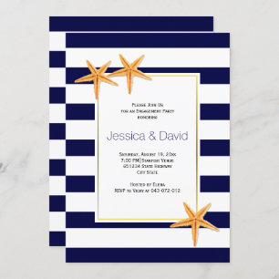 Convites Festa de noivado de casamento de Starfish & stripe