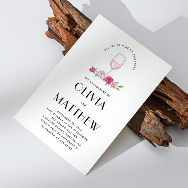 Convites Festa de noivado de casamento do vinho floral Eleg (Criador carregado)