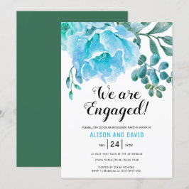 Convites Festa de noivado de casamento floral de cor aquosa