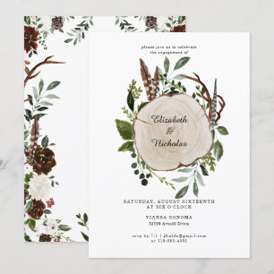 Convites Festa de noivado de Casamento Floral Rustic Countr