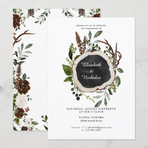 Convites Festa de noivado de Casamento Floral Rustic Countr
