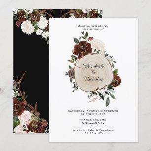 Convites Festa de noivado de Casamento Floral Rustic Countr