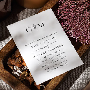 Convites Festa de noivado de Casamento Formal Minimalista E