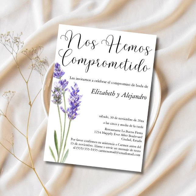 Convites Festa de Noivado de Casamento Lavanda Mínima Espan (Criador carregado)