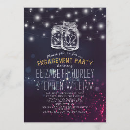 Convites Festa de noivado de Casamento Mason Jar Purple Lig