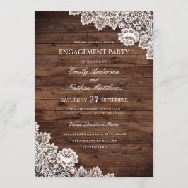 Convites Festa de noivado de Casamento Rústico de Vintage e