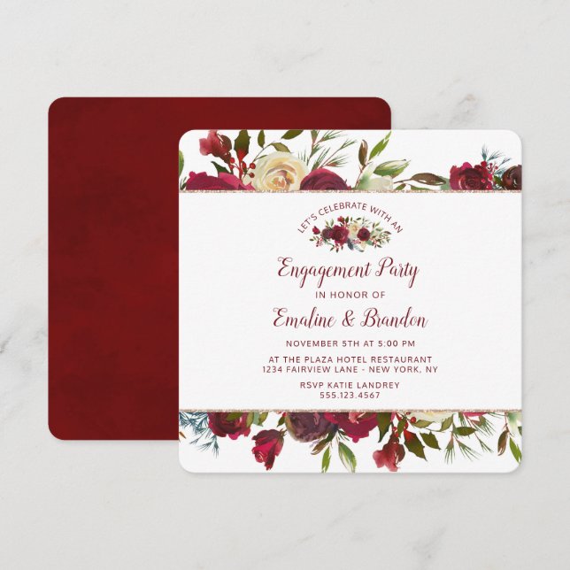 Convites Festa de noivado de Celebração do Mistletoy Manor (Frente/Verso)