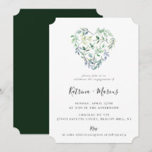 Festa de noivado de coração verde de aquarela