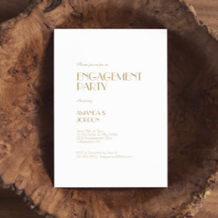 Convites Festa de noivado de Deco Moderno e Dourada Minimal