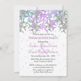 Convites Festa de noivado de flocos de neve roxos de invern