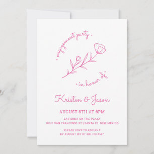 Convites Festa de noivado de Flor Selvagem a Rosa