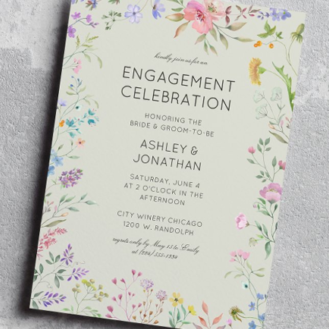 Convites Festa de noivado de flor selvagem simples e Eterno (Criador carregado)