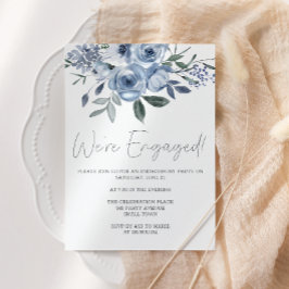 Convites Festa de noivado de Flores Azuis de Pastel Dusty