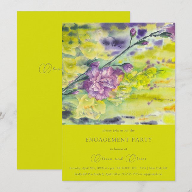 Convites Festa de noivado De Flores De Gladiolus E Calla (Frente/Verso)