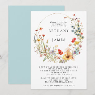 Convites Festa de noivado de flores silvestres