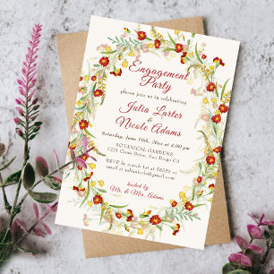 Convites Festa de noivado de folhagem das flores selvagens 