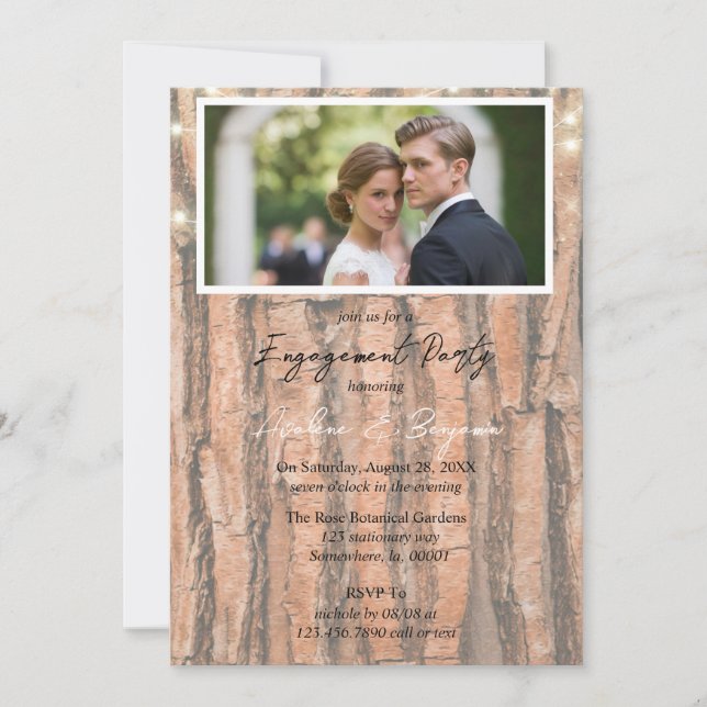 Convites Festa de noivado de Foto Gradiente do Coração em Á (Frente)