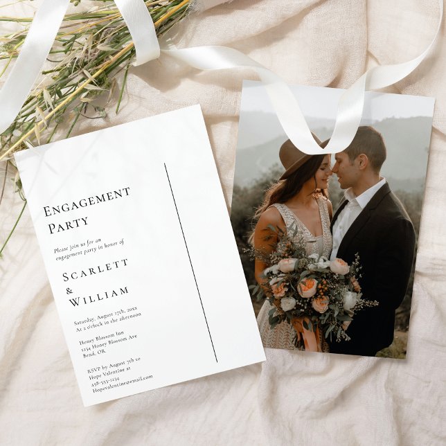 Convites Festa de noivado de Foto Mínima Moderna Simples (Criador carregado)