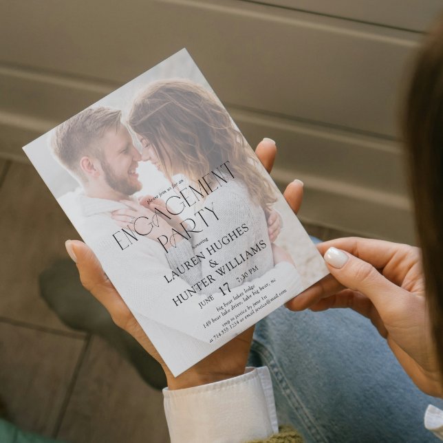 Convites Festa de noivado de Foto Simples Moderno Elegante  (Criador carregado)