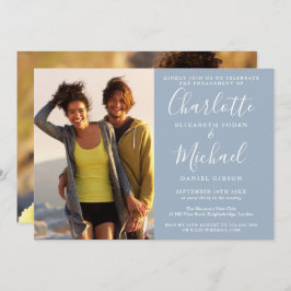 Convites Festa de noivado de Fotografias Azul 2 Dusty com S