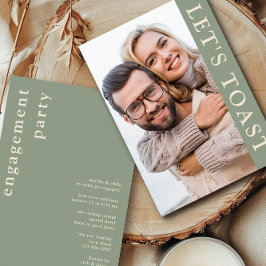 Convites Festa de noivado de Fotografias de Creme Verde do 