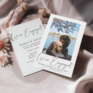 Convites Festa de noivado de Fotografias de Script Elegante