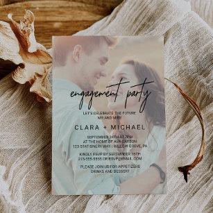 Convites Festa de noivado de Fotografias Desbotadas na Cali