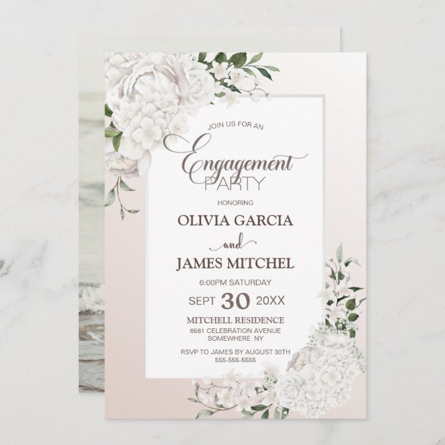 Convites Festa de noivado de Fotografias Personalizadas do  (Frente/Verso)