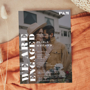 Convites Festa de noivado de fotos brancas e a preto a pret