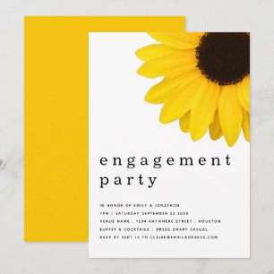 Convites Festa de noivado de girassol amarelo-escuro