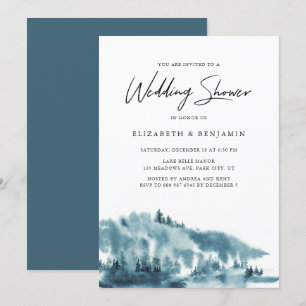 Convites Festa de noivado de inverno da Floresta Azul de Aq