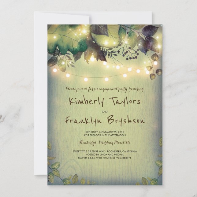 Convites Festa de noivado de Luzes de Barragem de Woodland  (Frente)