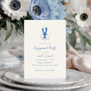 Convites Festa de noivado de Monograma de Lagosta