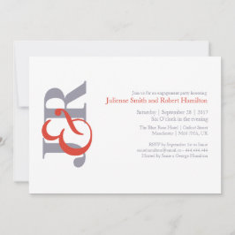 Convites Festa de noivado de Monograma Elegante Moderno